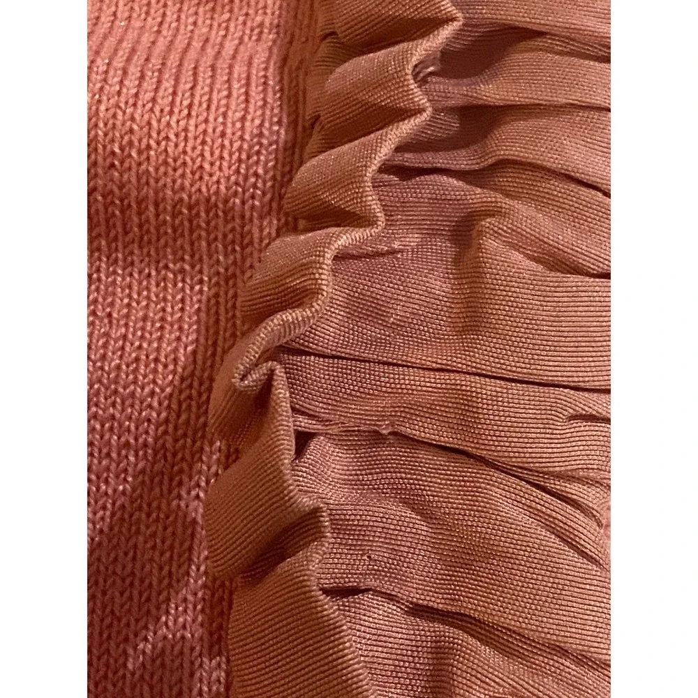 Karen Kane Lifestyle Pink Silk Blend Ruffle Trim Cardigan - Size Small